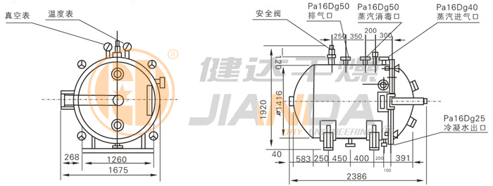 圓形靜態真空干燥機結構示意圖